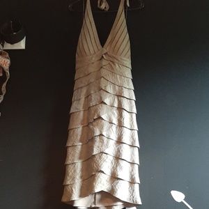 Cache Halter Dress Metallic Gold/Pewter 4